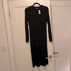 BNWT Black ribbed long sleeved midi knit dress